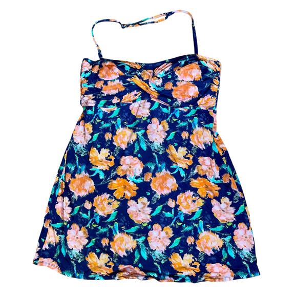 Garnet Hill Halter Swimsuit One Piece Dress Floral - Picture 1 of 10